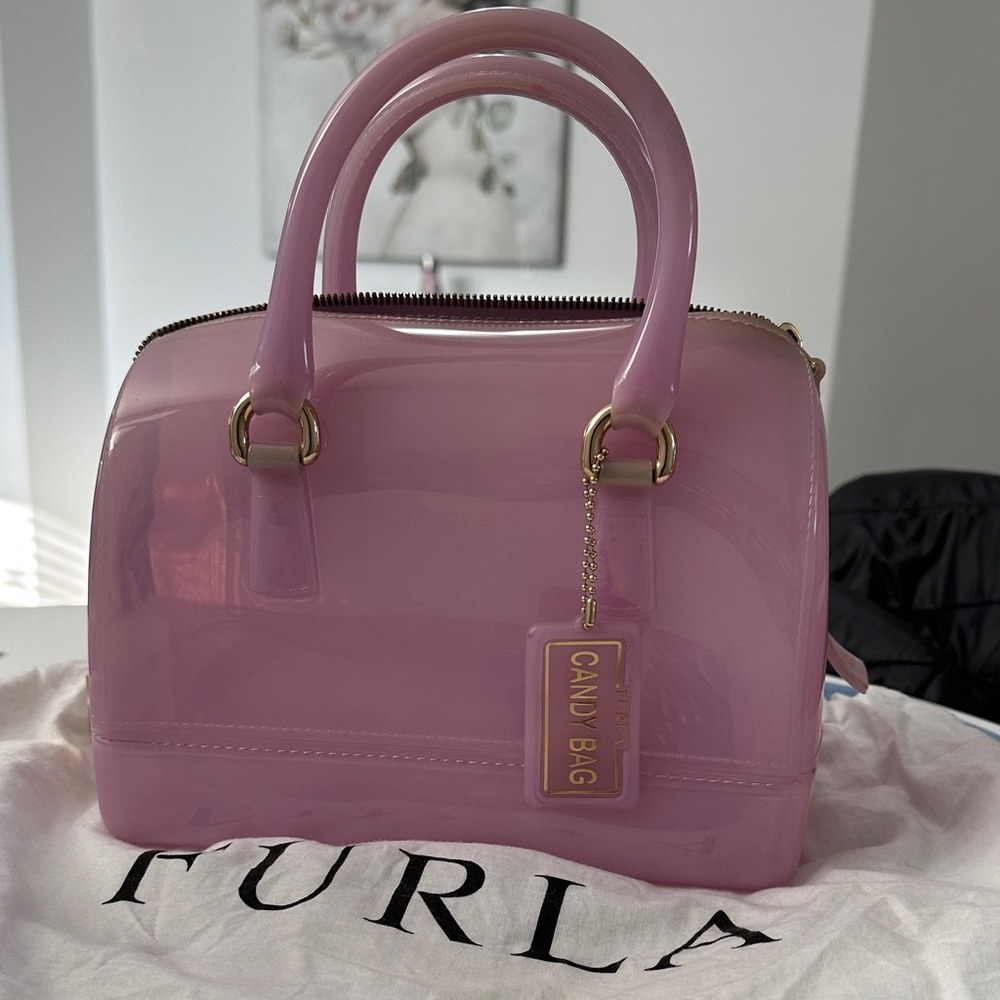Furla Glossy Lavender Satchel